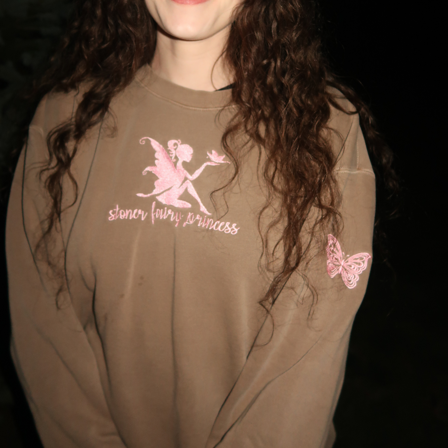 light brown stoner fairy princess crewneck