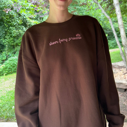 dark brown stoner fairy princess crewneck