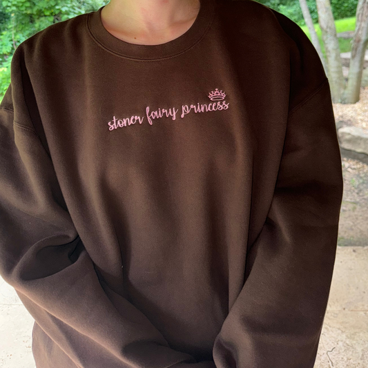 dark brown stoner fairy princess crewneck