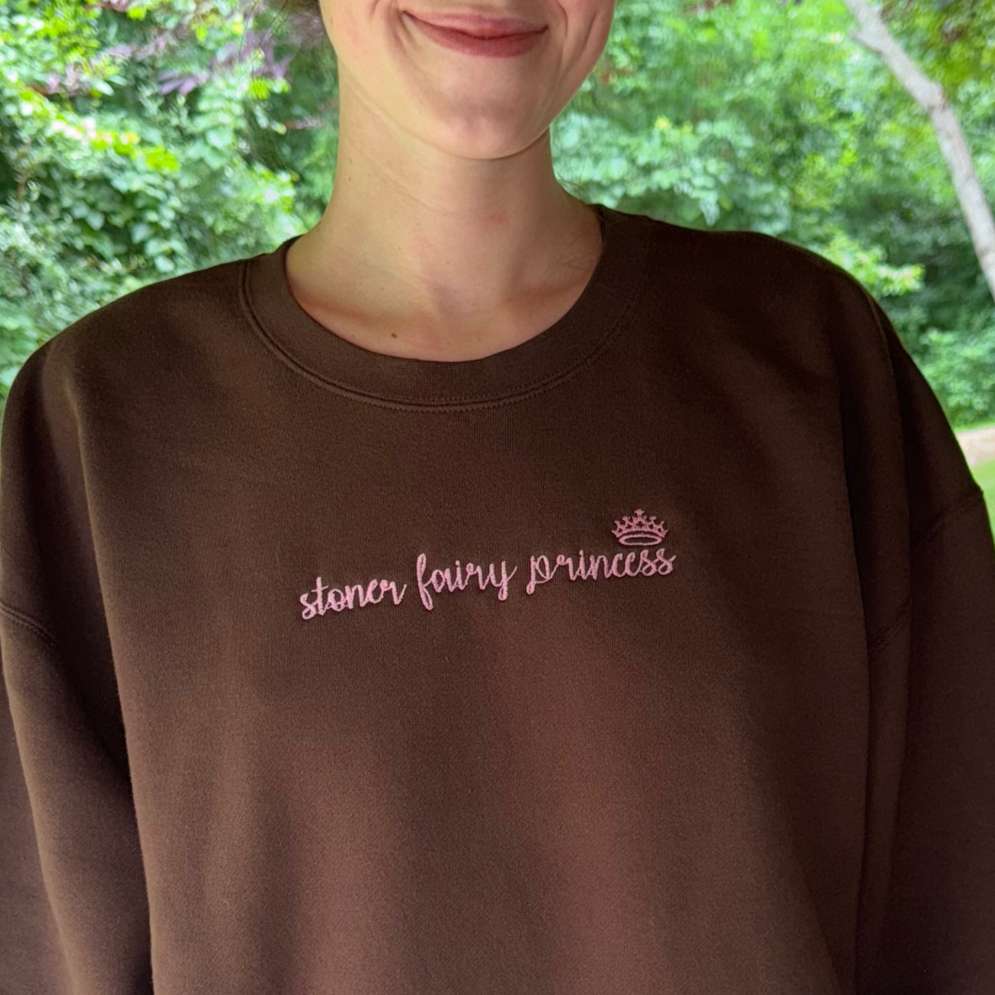 dark brown stoner fairy princess crewneck