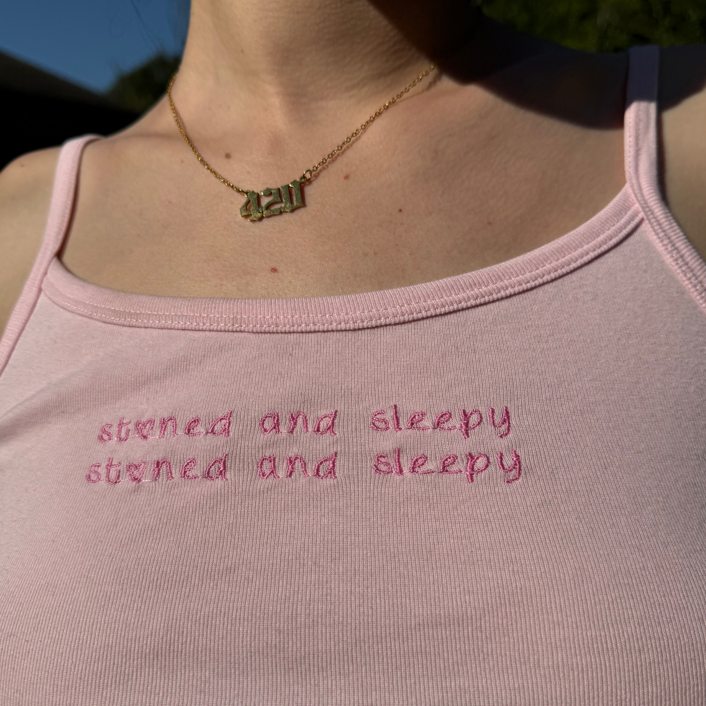 STONED & SLEEPY PINK TANK