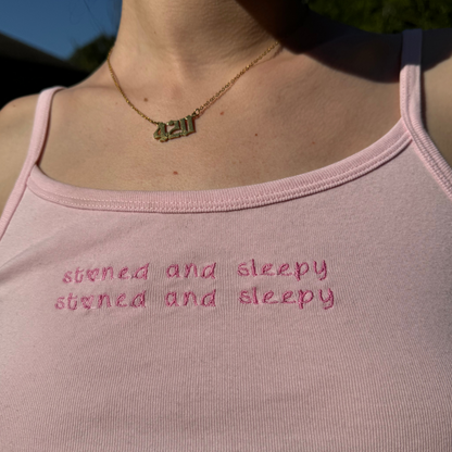 STONED & SLEEPY PINK TANK