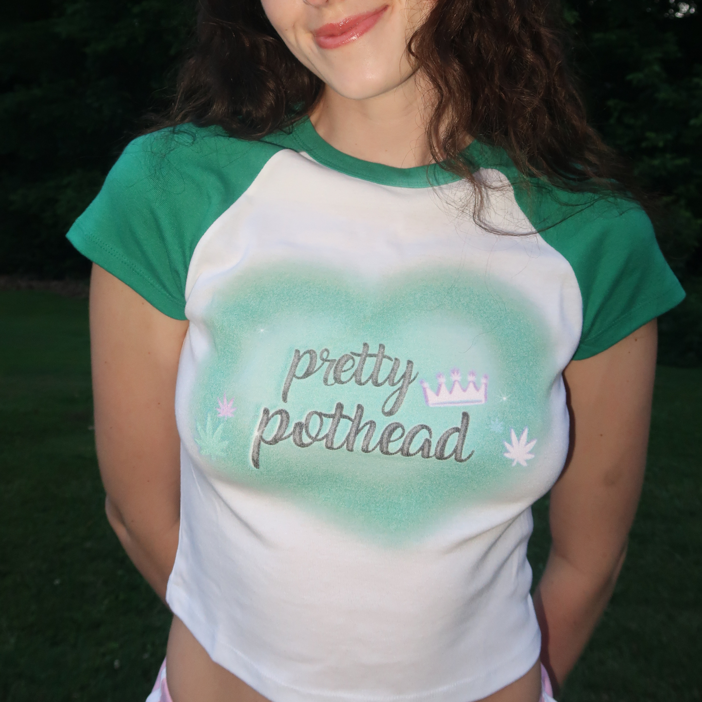 pretty pothead PRETTY POTHEAD COLOR BLOCK BABY TEE – BLAZEDDBRAND
