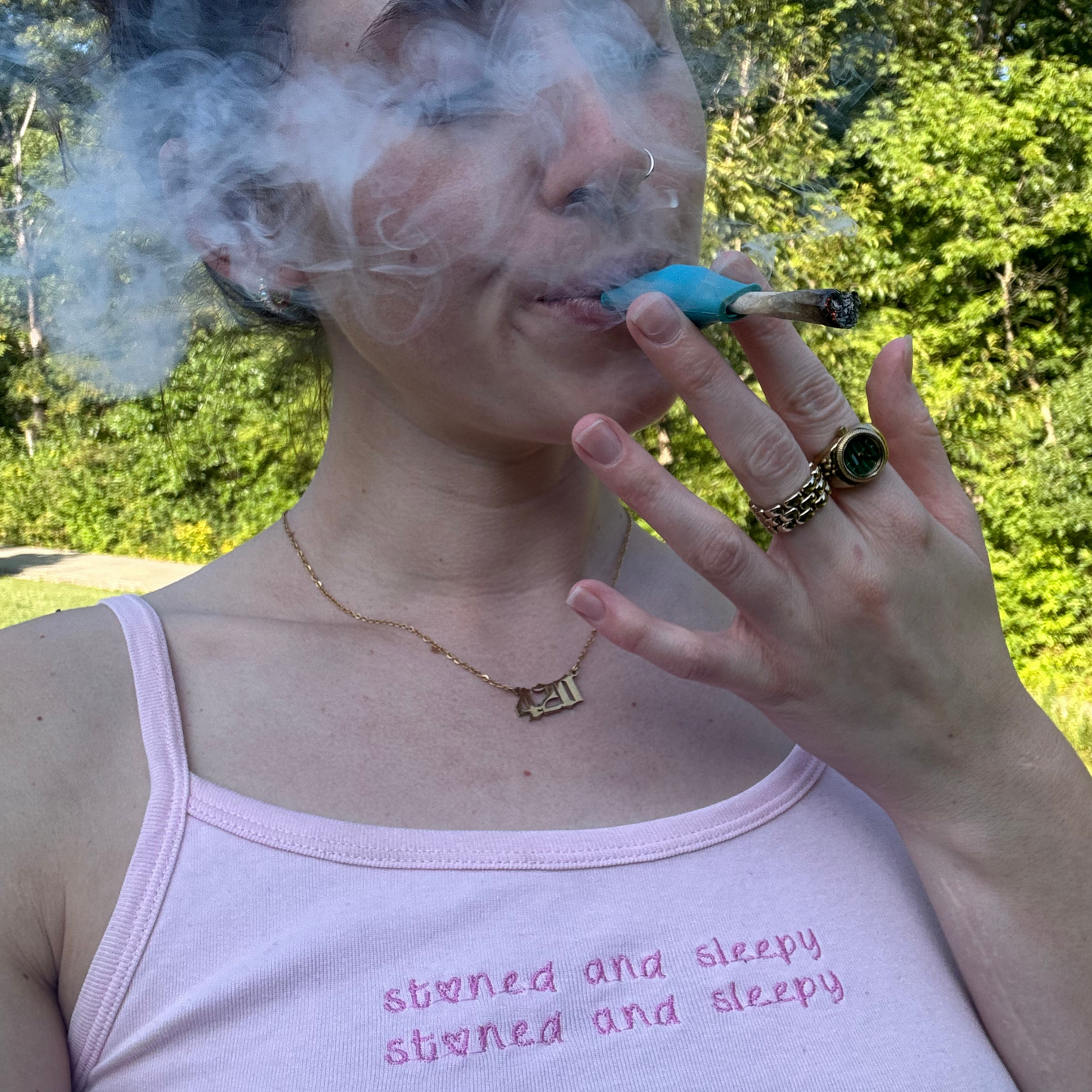 STONED & SLEEPY PINK TANK