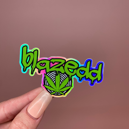 HOLOGRAPHIC BLAZEDD STICKER  3" x 1.7"